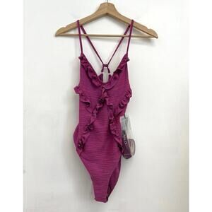 NWT Nicholas Ruffle One Piece Belted Low Back Designer Swimsuit Resort - Small